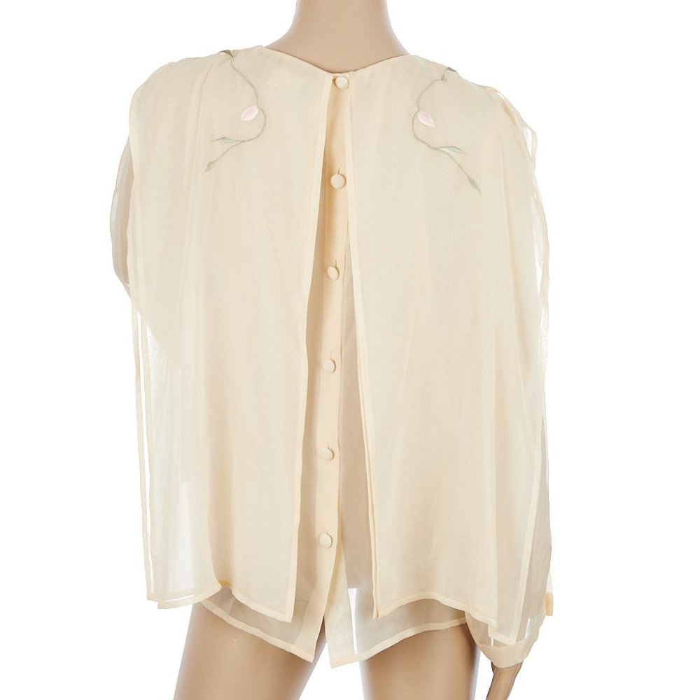 Vintage Deadstock Cullinane 100% Silk Embroidered Blouse Size 6 NOS - Picture 9 of 12